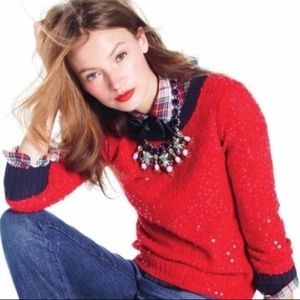 J. Crew red Sequin sweater